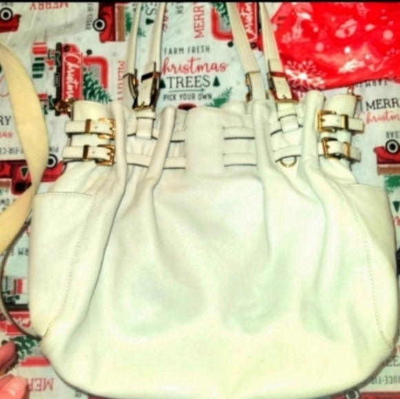 🍁🍂MICHAEL Michael Kors Off White Leather Large Edie Shoulder Bag - Picture 7 of 8